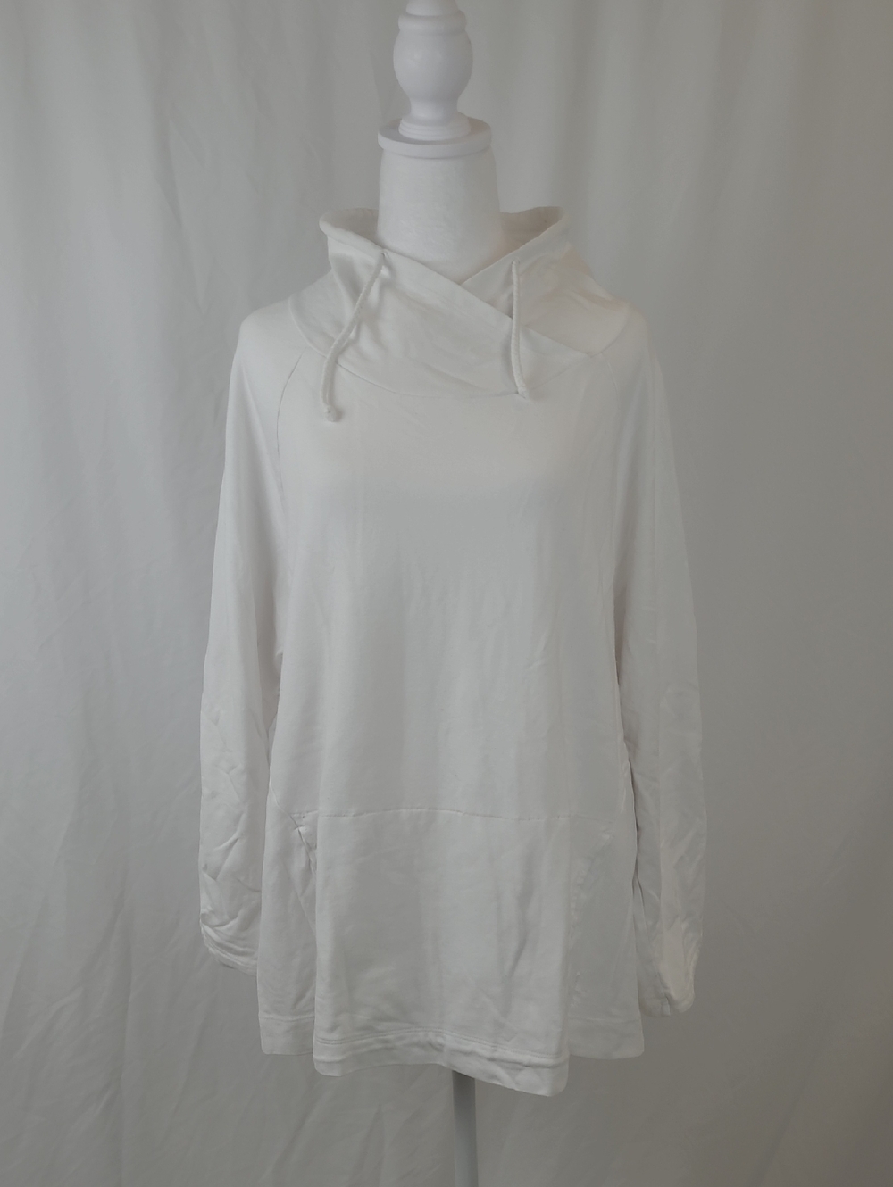 fresh produce White Drawstring Cowl Hoodie